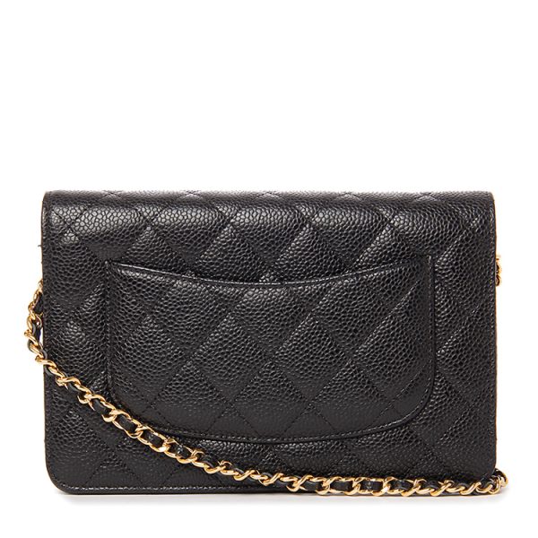CHANEL/Women's black calf leather flip shoulder bag - Image 2