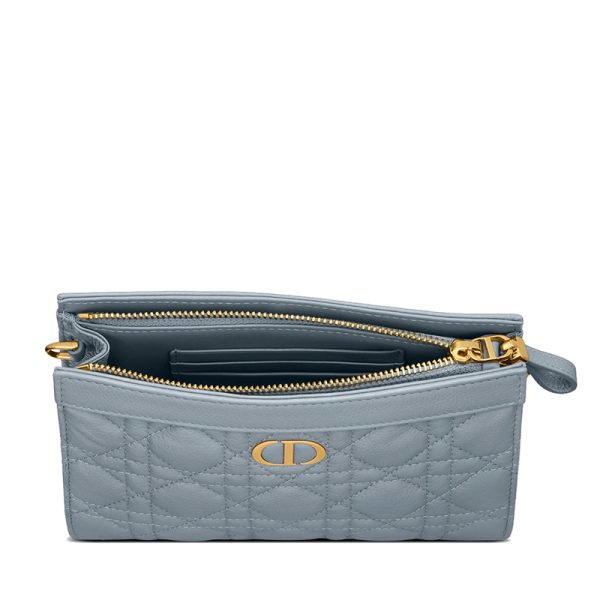DIOR/CARO series women's cloud blue wicker patterned calf leather shoulder bag S5106UWHC_M81B - Image 3