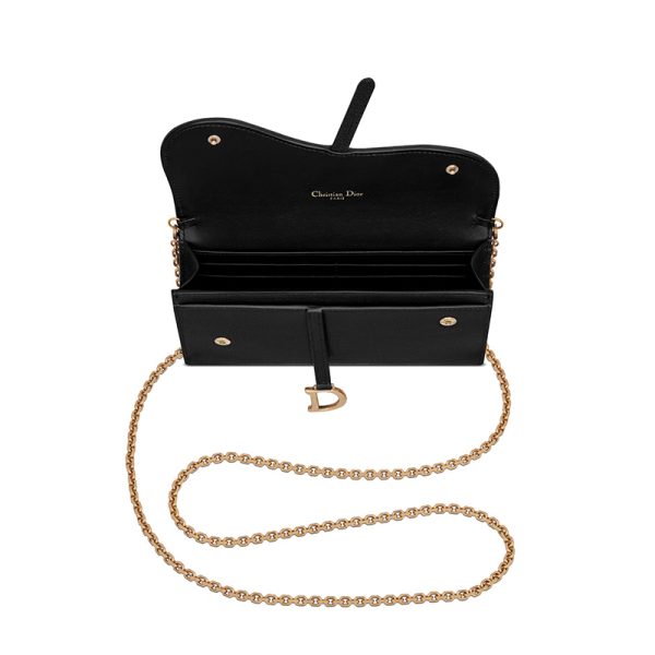 DIOR/SADDLE series women's black sheepskin leather crossbody bag S5614CCEH_M900 - Image 3