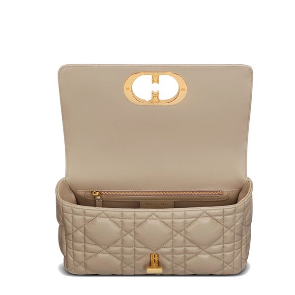 DIOR/CARO series medium natural color oversized rattan plaid shoulder bag M9242UNGK_M116 - Image 3