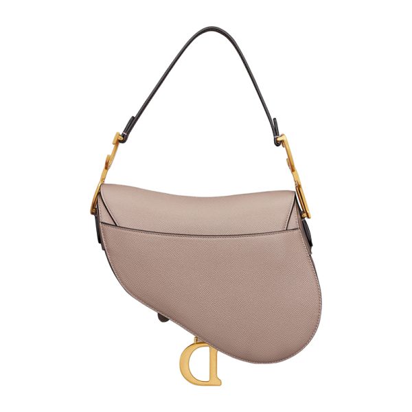 DIOR/SADDLE Women's Warm Grey Brown Grain Leather Shoulder Bag M0455CBAA_M30G - Image 3