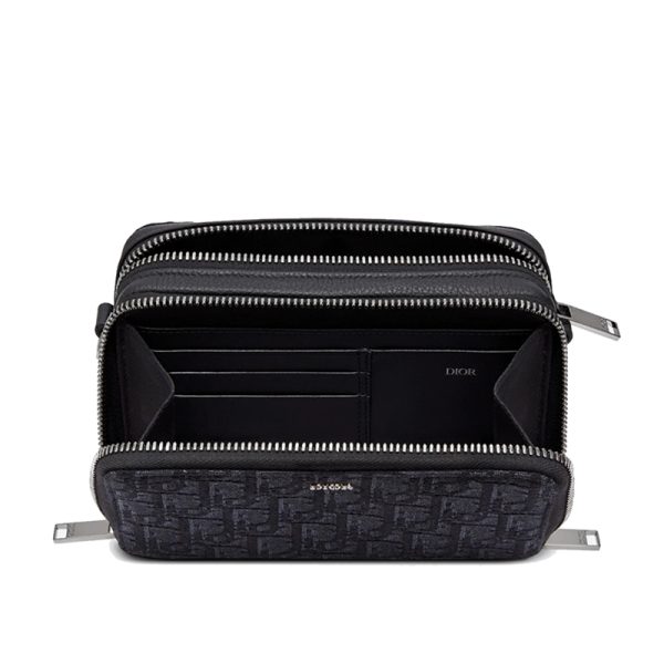 DIOR/Black Embroidery Pattern Canvas Shoulder Bag 2OBBC119YSE_H03E - Image 3