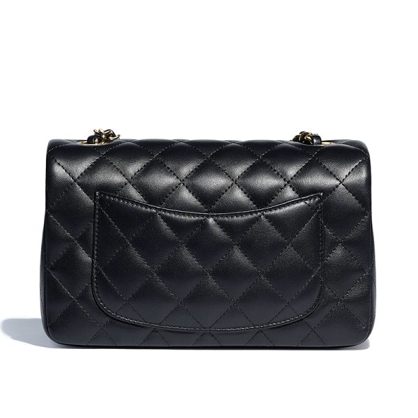 CHANEL/Women's Black Classic Diamond Pattern Sheepskin Shoulder Bag - Image 3