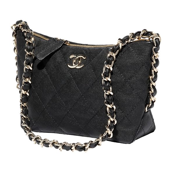 Chanel/Women's Black Shiny Leather Shoulder Bag - Image 4