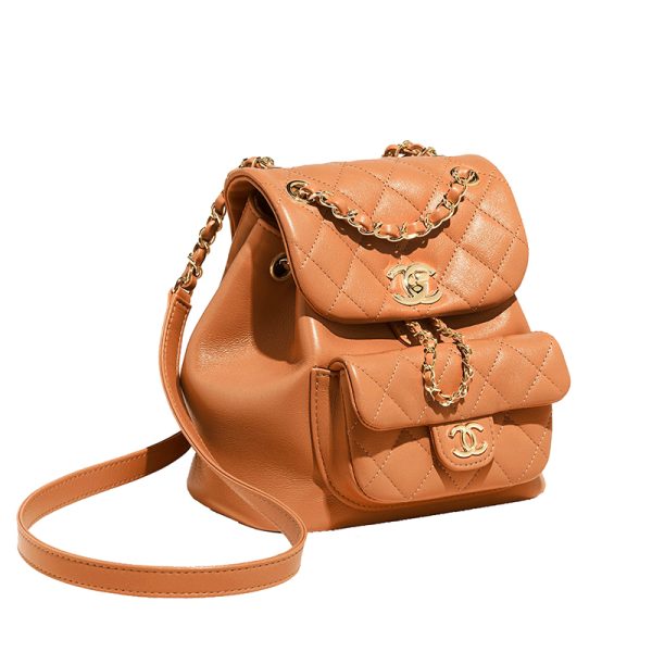 Chanel/Women's Small Camel Leather Backpack - Image 4