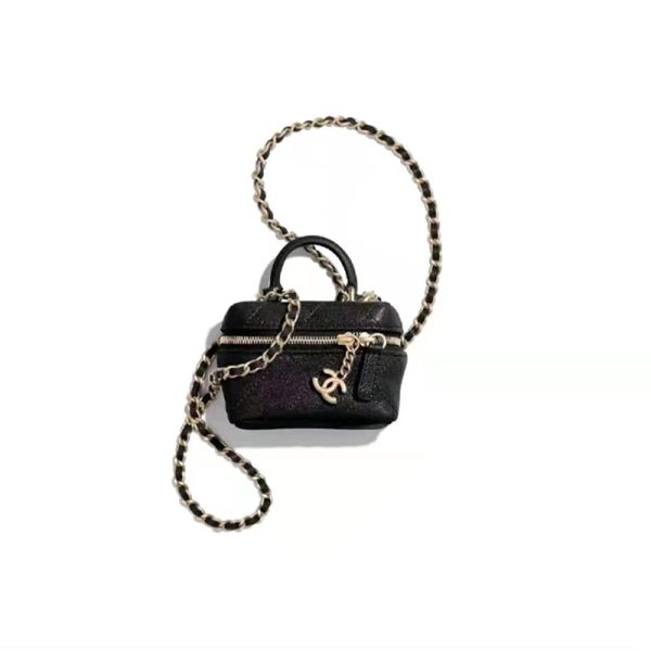 CHANEL/Lychee Skin Black Gold Buckle Shoulder Bag - Image 2