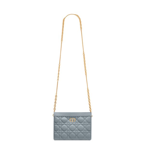 DIOR/CARO series women's cloud blue wicker patterned calf leather shoulder bag S5106UWHC_M81B - Image 4