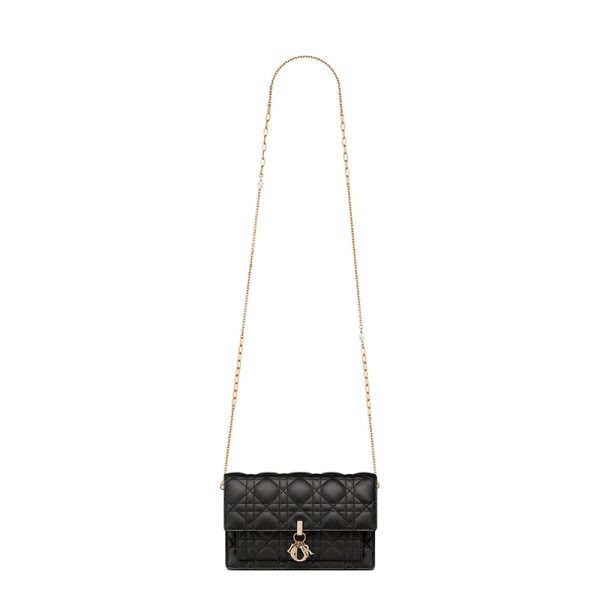 DIOR/LADY series women's black sheepskin leather shoulder bag S0937ONMJ_M900 - Image 4