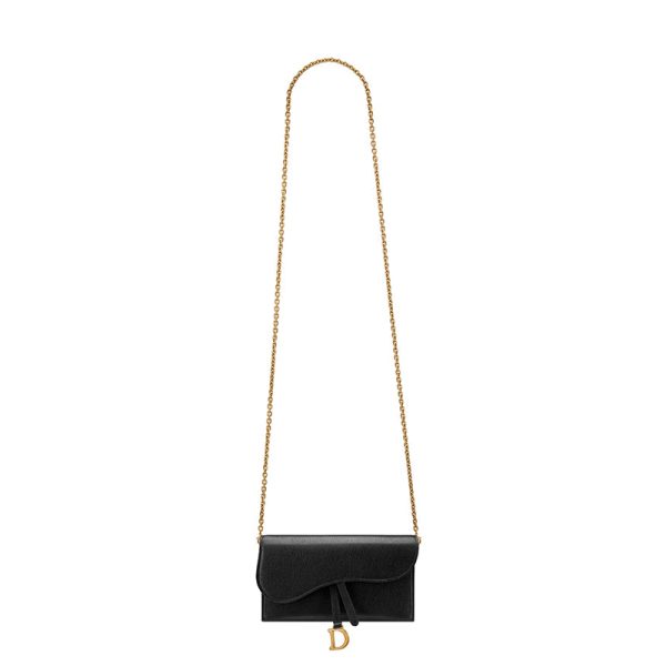 DIOR/SADDLE series women's black sheepskin leather crossbody bag S5614CCEH_M900 - Image 4