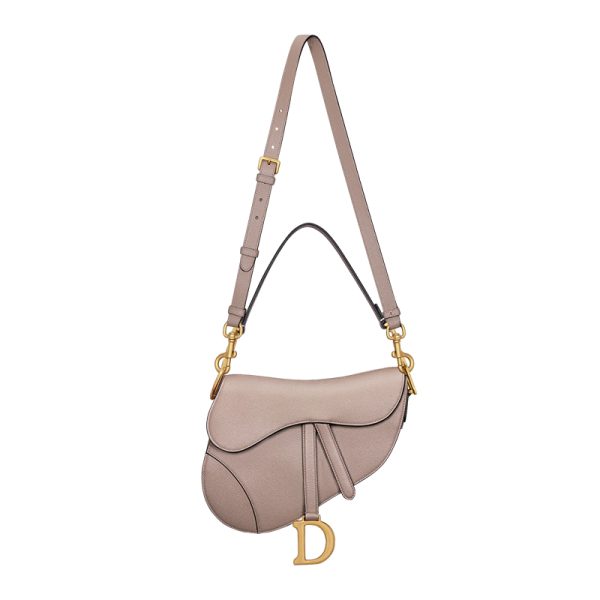 DIOR/SADDLE Women's Warm Grey Brown Grain Leather Shoulder Bag M0455CBAA_M30G - Image 4