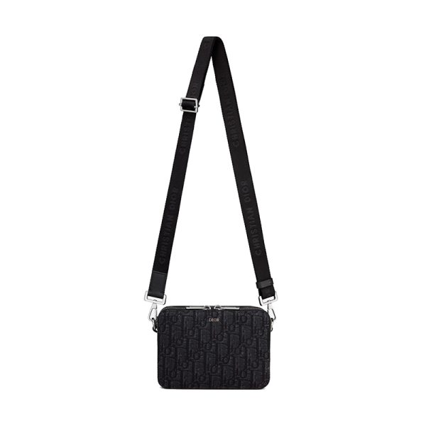 DIOR/Black Embroidery Pattern Canvas Shoulder Bag 2OBBC119YSE_H03E - Image 4