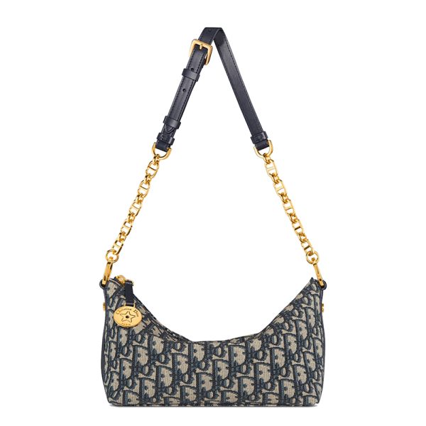 DIOR/Women's Navy Blue Jacquard Star Shoulder Bag S3202UTZQ_M928 - Image 4