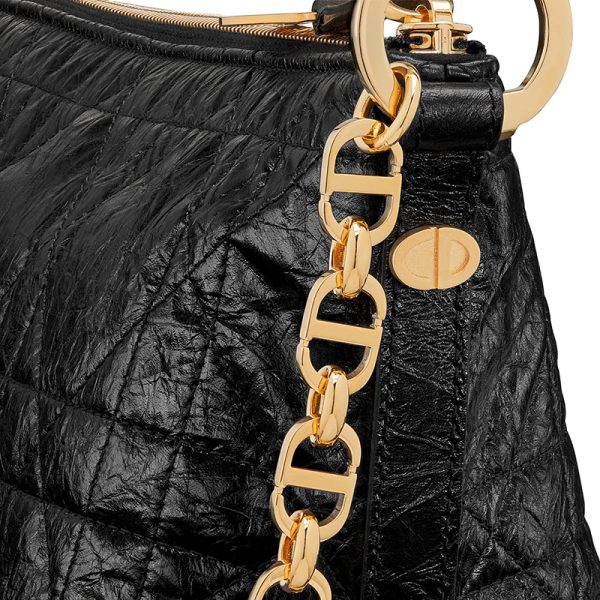 DIOR/Women's Black Shiny Beef Leather Shoulder Bag S3202UNIO_M900 - Image 4