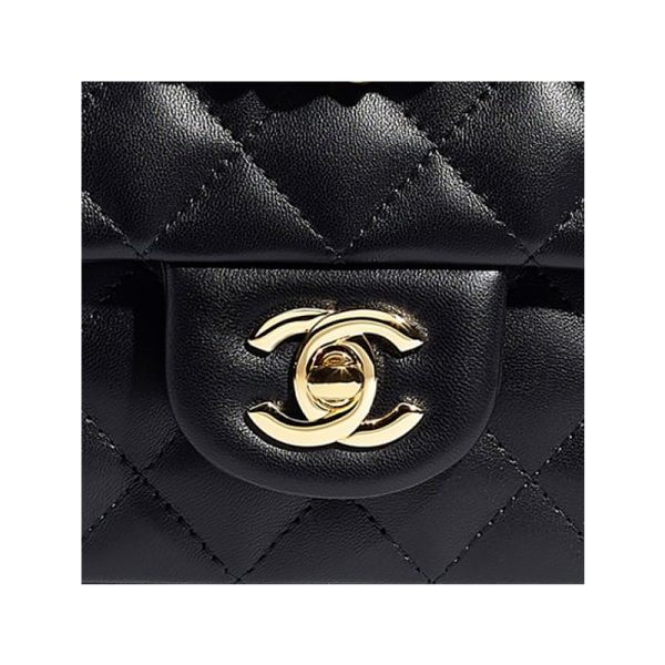 CHANEL/Women's Black Classic Diamond Pattern Sheepskin Shoulder Bag - Image 4