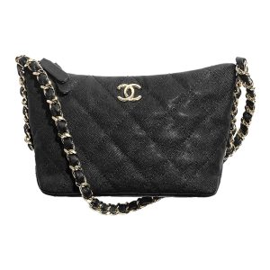 Chanel/Women's Black Shiny Leather Shoulder Bag