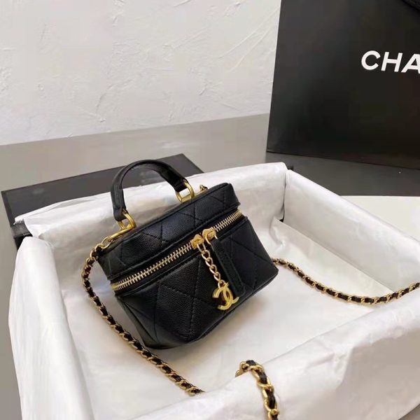 CHANEL/Lychee Skin Black Gold Buckle Shoulder Bag - Image 3