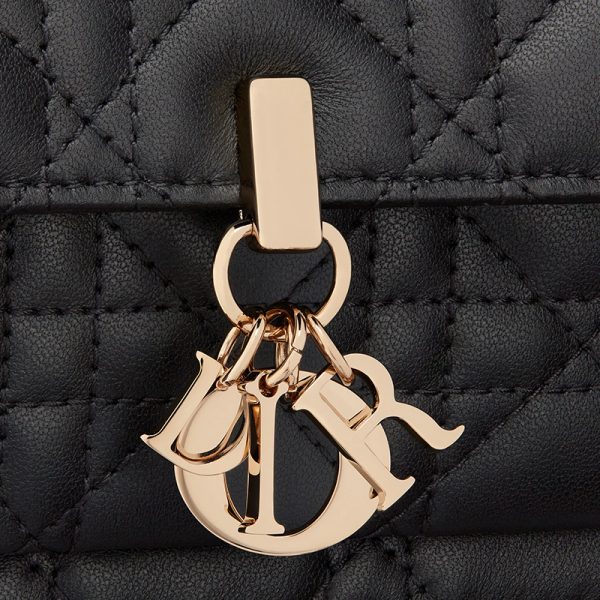 DIOR/LADY series women's black sheepskin leather shoulder bag S0937ONMJ_M900 - Image 5
