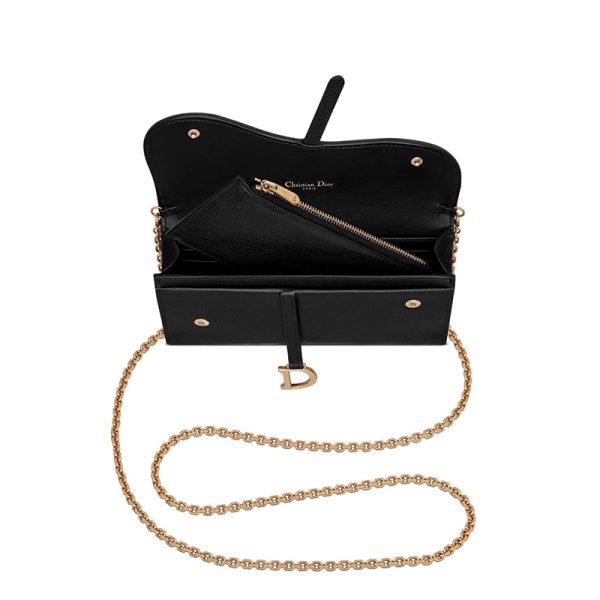 DIOR/SADDLE series women's black sheepskin leather crossbody bag S5614CCEH_M900 - Image 5