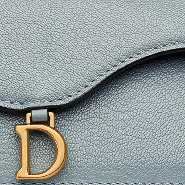 DIOR/SADDLE series women's cloud blue goat leather bag coin purse S5692CCEH_M81B - Image 5