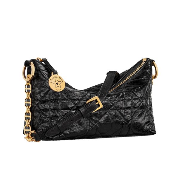 DIOR/Women's Black Shiny Beef Leather Shoulder Bag S3202UNIO_M900 - Image 5