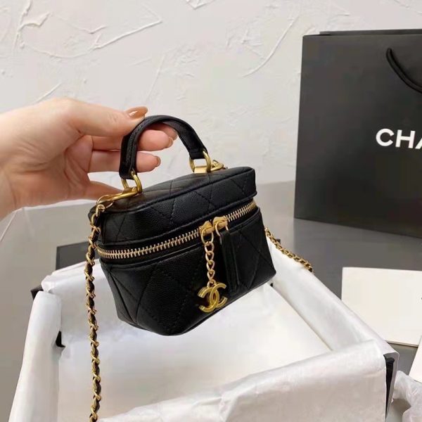 CHANEL/Lychee Skin Black Gold Buckle Shoulder Bag - Image 5
