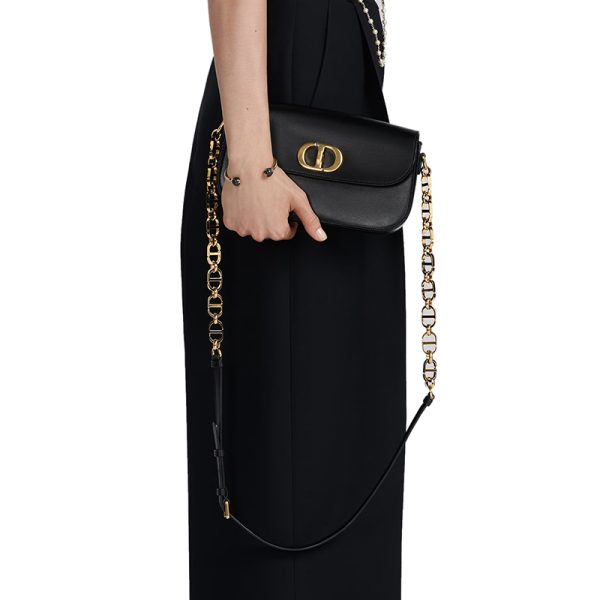 DIOR/Women's black calf leather crossbody bag M9260UMOA_M900 - Image 7
