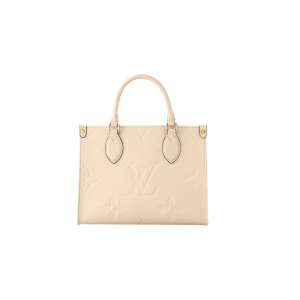 LV small cream beige embossed grain cowhide tote bag