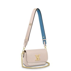 LV grey brown cowhide gold buckle gold chain single shoulder diagonal cross bag