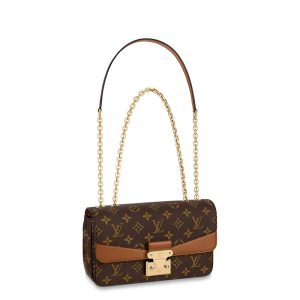 LV canvas with caramel leather gold chain shoulder bag