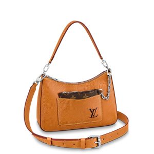 LV Caramel Brown Grain Leather Shoulder Diagonal Cross Handbag