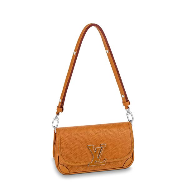 LV grain leather resin logo silver buckle single shoulder diagonal cross bag