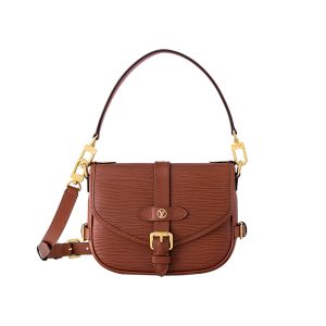 LV brown grain cowhide magnetic buckle open and close hand-held shoulder bag