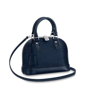 LV indigo grain water ripple cowhide double zipper padlock shoulder bag