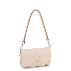 LV beige ripple grain cowhide silver buckle shoulder crossbody bag