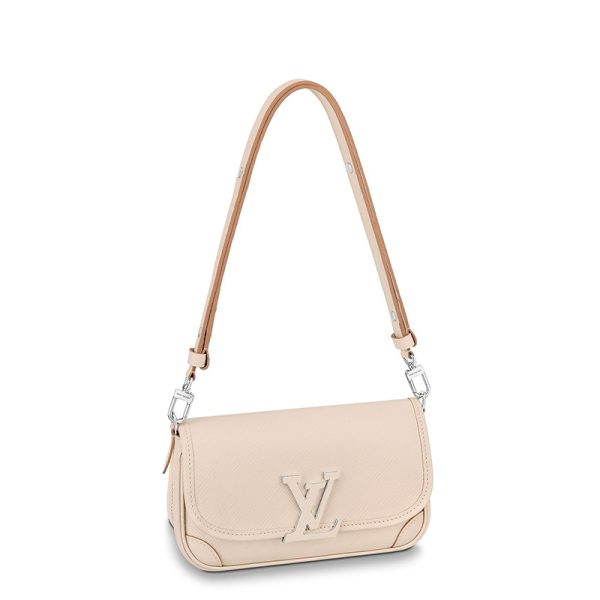 LV beige ripple grain cowhide silver buckle shoulder crossbody bag