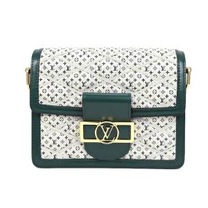 LV green women's canvas shoulder crossbody bag
