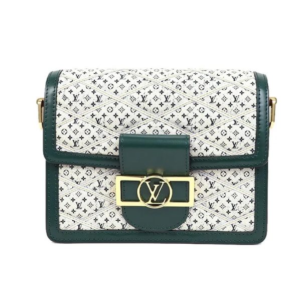 LV green women's canvas shoulder crossbody bag