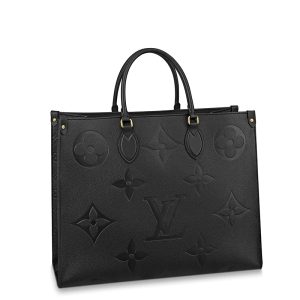 LV large black floral embossed grain leather single shoulder handbag
