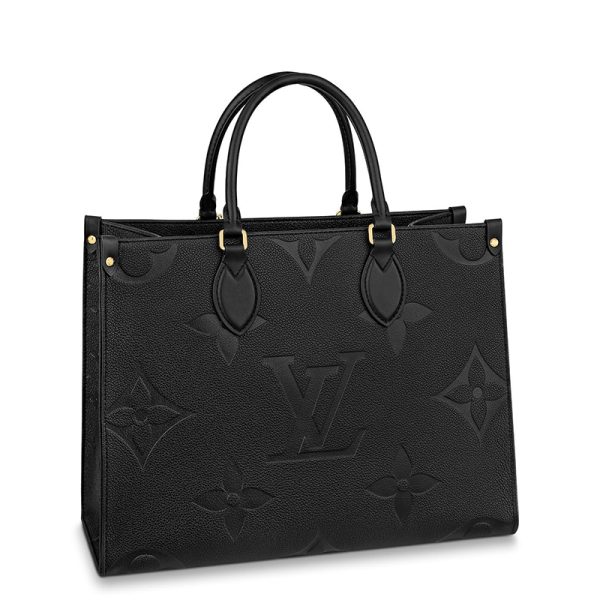 LV medium black embossed grain leather single shoulder handbag with embossed grain pattern