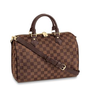 LV ebony checkerboard canvas embellished leather single shoulder crossbody handbag