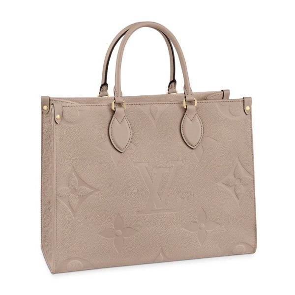 LV medium beige embossed grain cowhide gold buckle shoulder bag