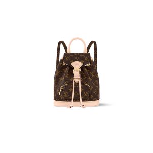 LV mini brown canvas with leather flap drawstring backpack