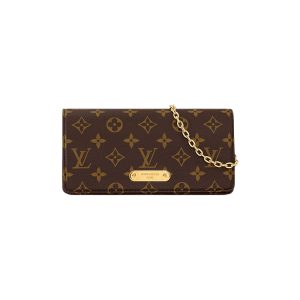 LV brown canvas with leather flap open chain crossbody bag