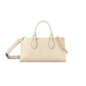 LV cream white embossed grain cowhide shoulder bag
