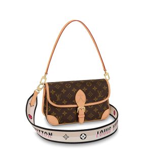 LV vintage print canvas fabric single shoulder diagonal cross bag