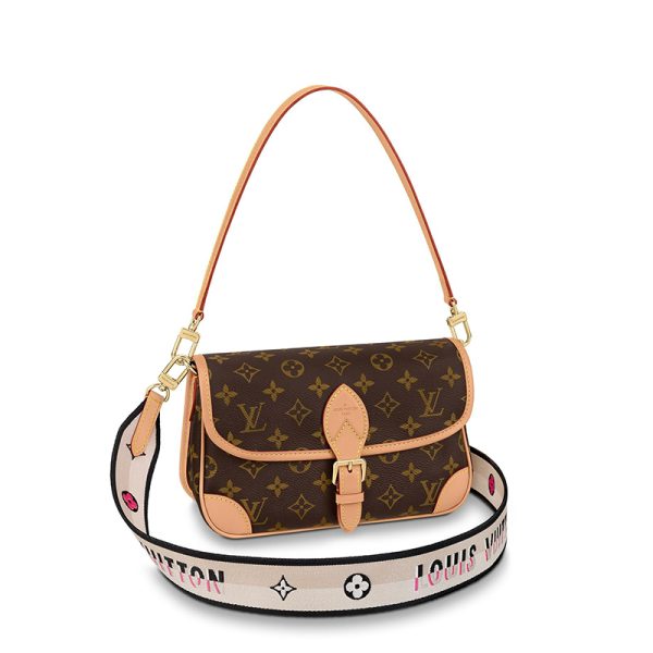 LV vintage print canvas fabric single shoulder diagonal cross bag