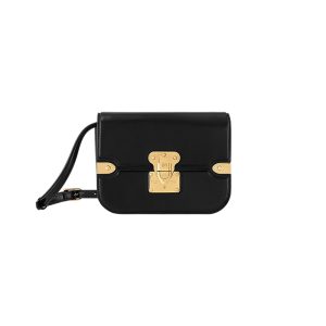 LV medium black calf leather flip open shoulder crossbody bag