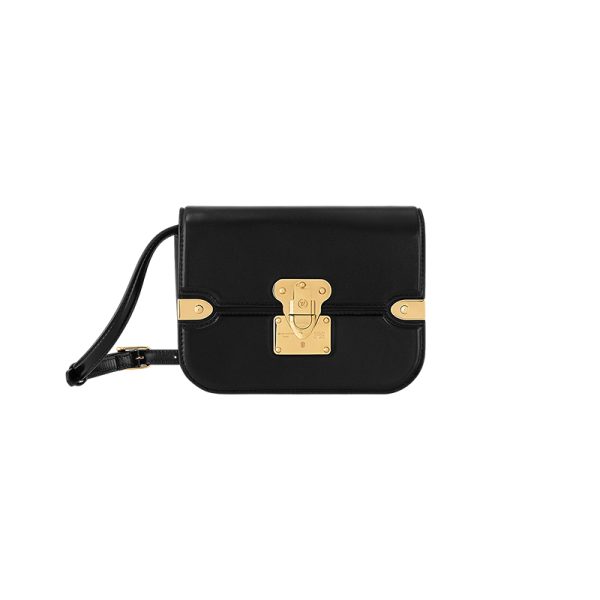 LV medium black calf leather flip open shoulder crossbody bag