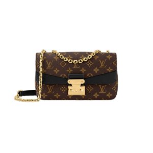 LV brown canvas cowhide trimmed gold shoulder crossbody bag