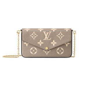 LV Elephant Grey/Milk White Chain Cow Leather Crossbody Bag